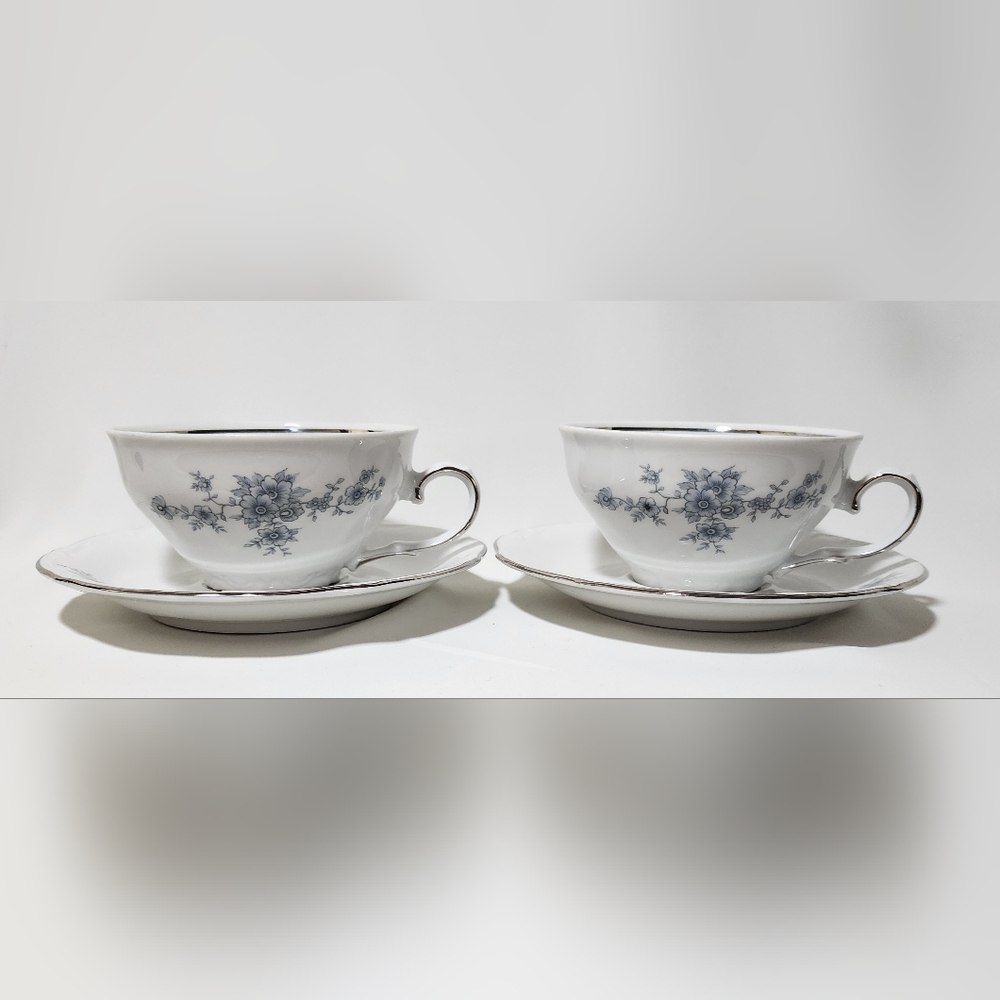 Vintage Winterling Bavaria Teacup & Saucer Set – Blue Floral – West Germany